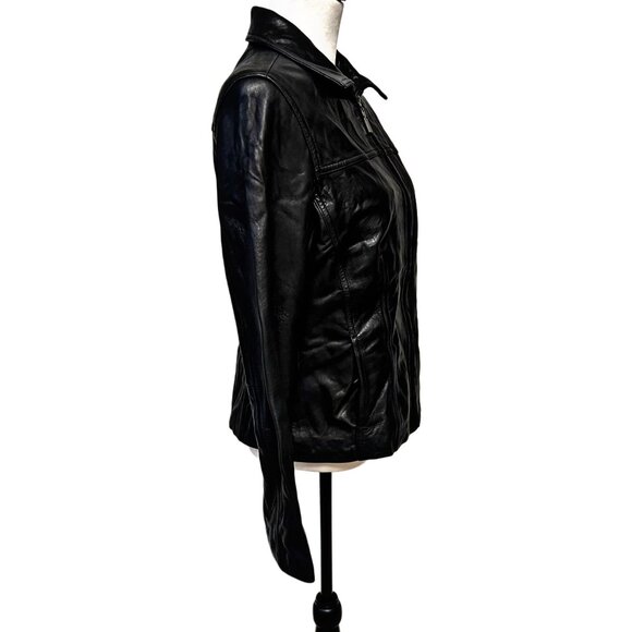 Avanti Vintage Motorcycle Genuine Leather Jacket Full Zip Collared Biker Coat - Picture 6 of 11